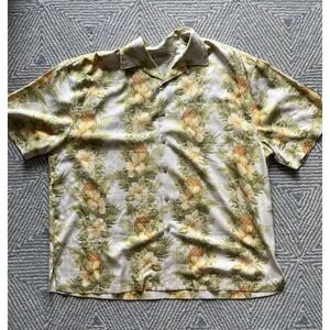 Tommy Bahama Short Sleeve Silk‎ Button Shirt - Yellow/Green w/ Pineapple - 1XB